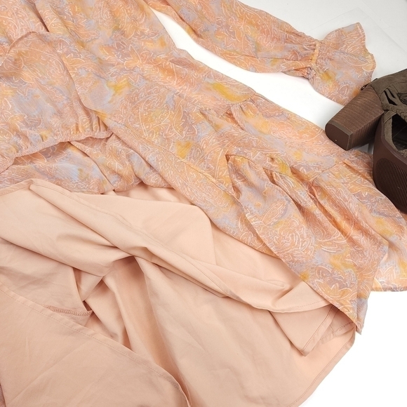 Illa Illa Peachy Paisley Boho Sheer Lined Dress Size S - Picture 10 of 12